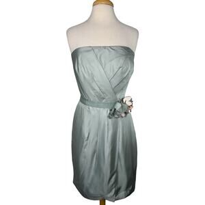 BANANA REPUBLIC Monogram *NEW* Mint Green Strapless Silk Dress Size 12 Womens